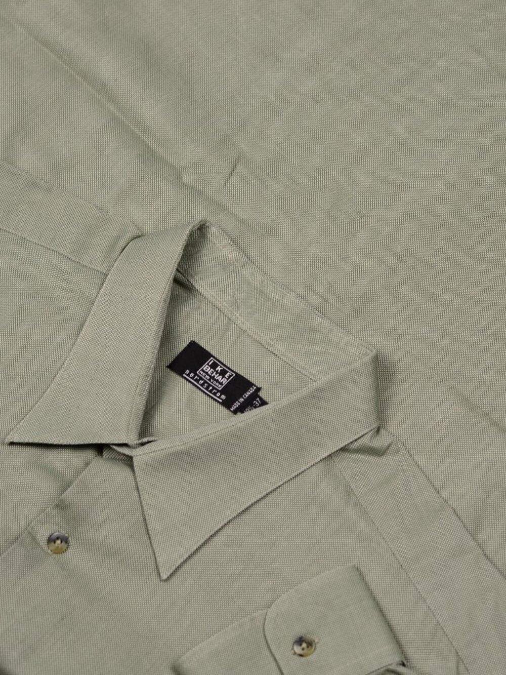 Ike Behar 100% Cotton Dress Shirt Sage Micro-Basketweave 18.5x37